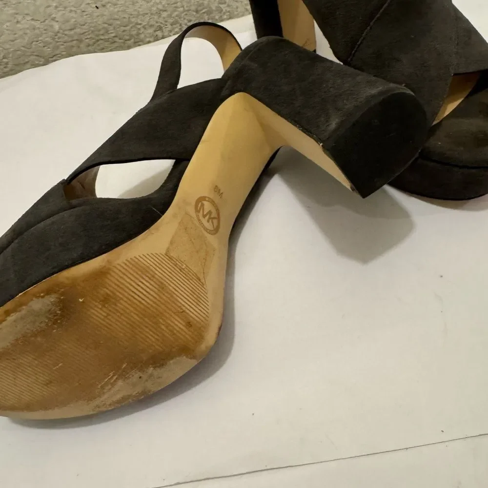 Michael Kors Dark Gray Suede Platform Heels